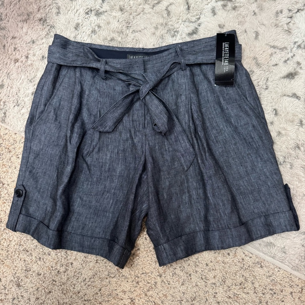 NWT Lafayette 148 Linen Shorts size 8